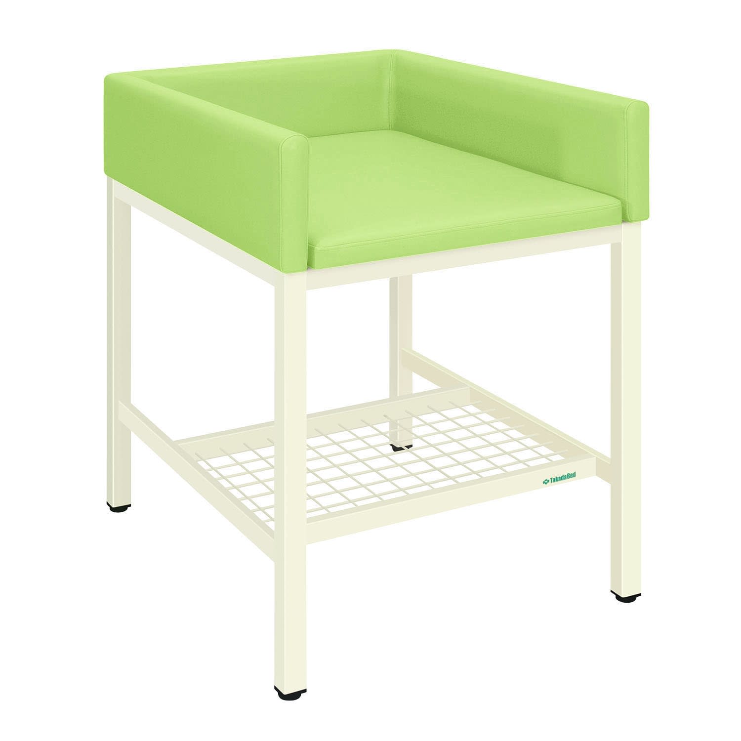 オムツ交換台(縦型) 24-7426-0118 ビニルレザーライムグリーン 高田ベッド製作所 TB-721-01(75X90X108)
