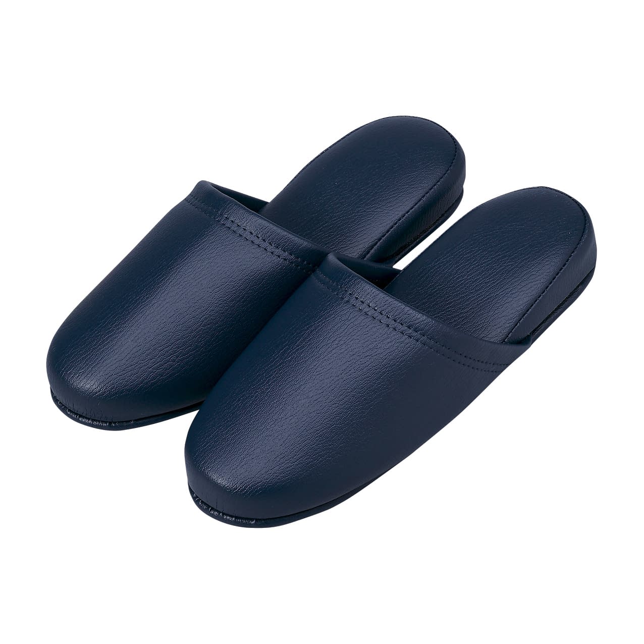 名入れ抗菌レザー調スリッパ 23-5559-0104 ダークブルー オーミケンシ 10ソクグミ