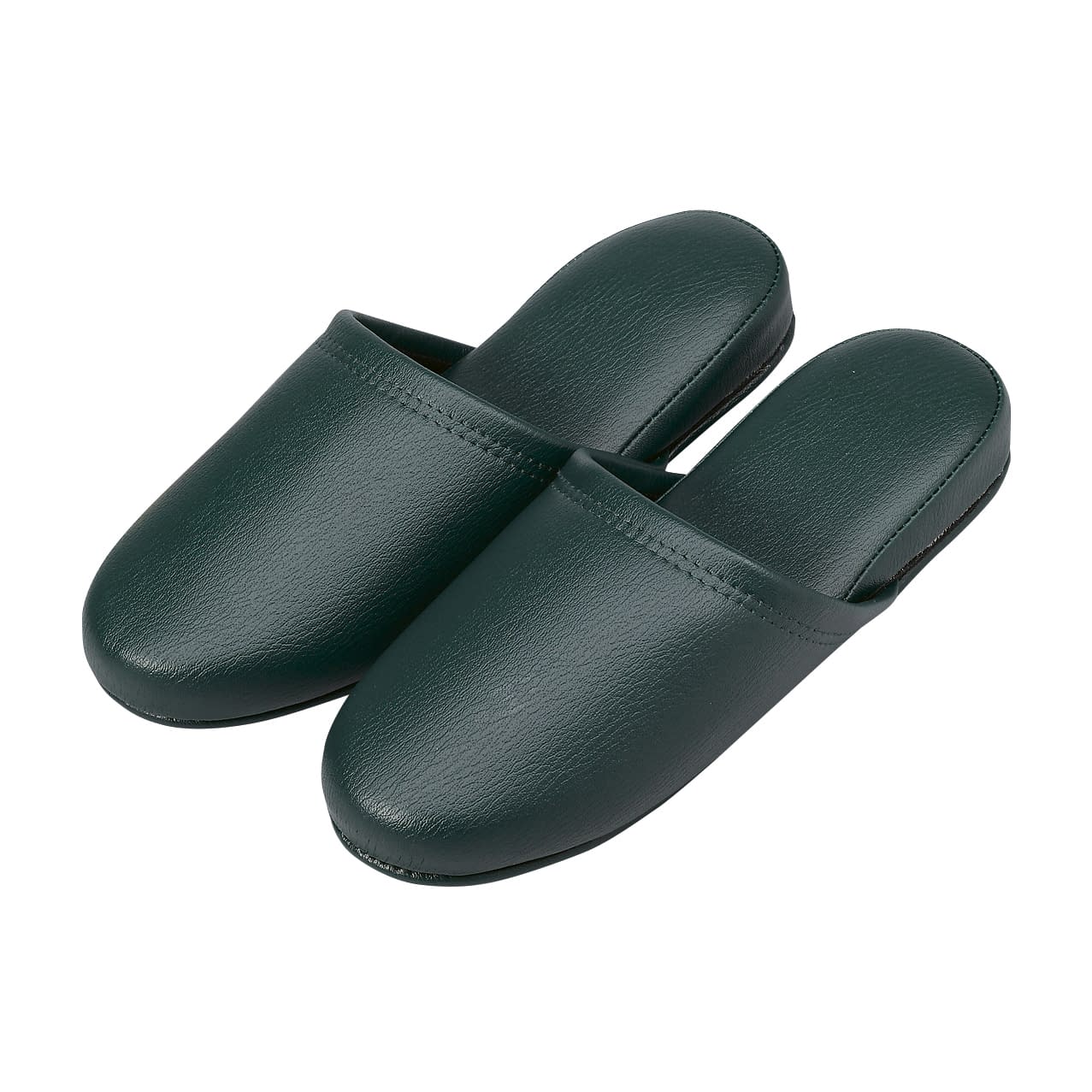 名入れ抗菌レザー調スリッパ 23-5559-0105 ダークグリーン オーミケンシ 10ソクグミ