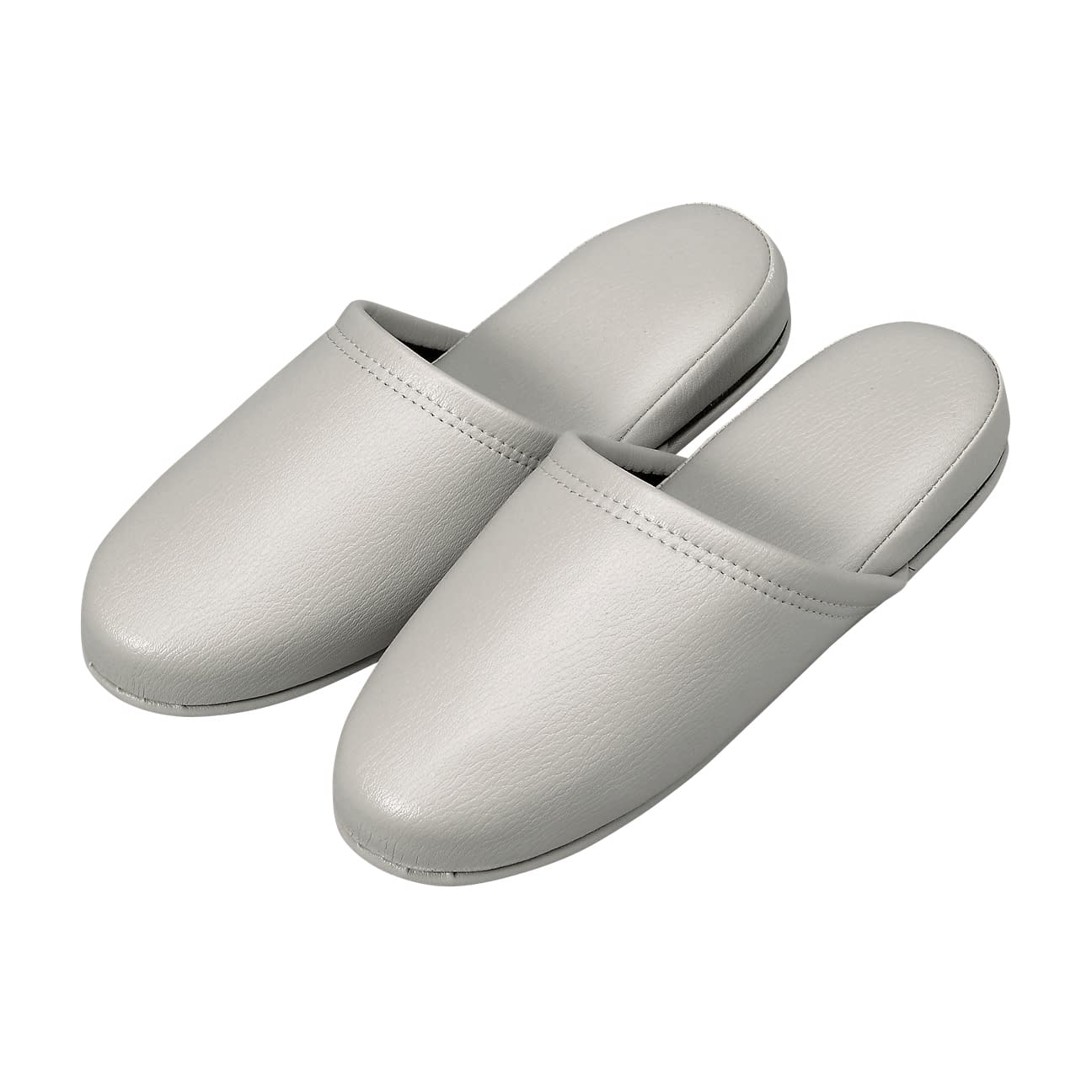 名入れ抗菌レザー調スリッパ 23-5559-0107 ホワイトグレー オーミケンシ 10ソクグミ