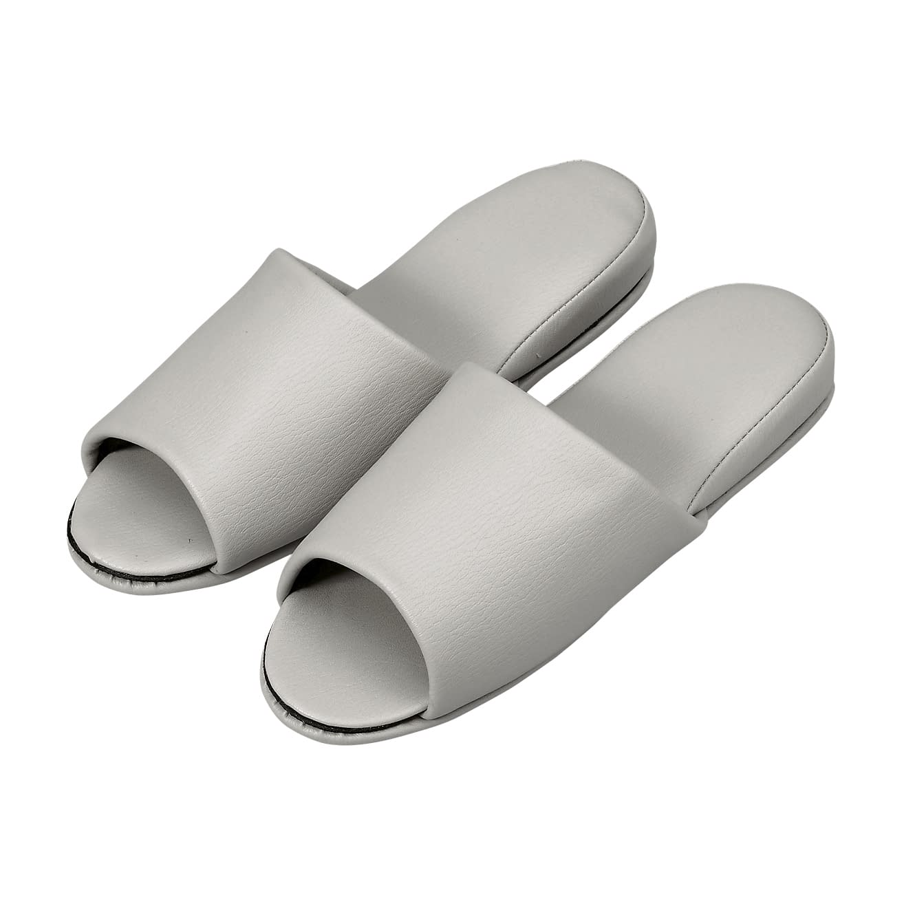 名入れ抗菌レザー調スリッパ(前開き) 23-5560-0123 ホワイトグレー オーミケンシ 10ソクグミ