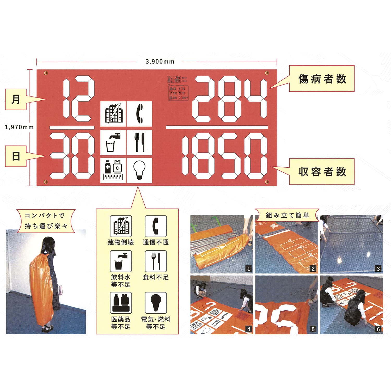 災害時施設状況伝達横断幕SOSシート 24-7396-00 丸木医科器械 SOS001SAI