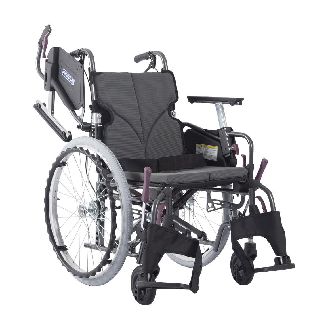 低床車いす(アルミ製)自走用 24-7621-0101 チャコールグレーNo.82 カワムラサイクル KMD-C20-40-LO