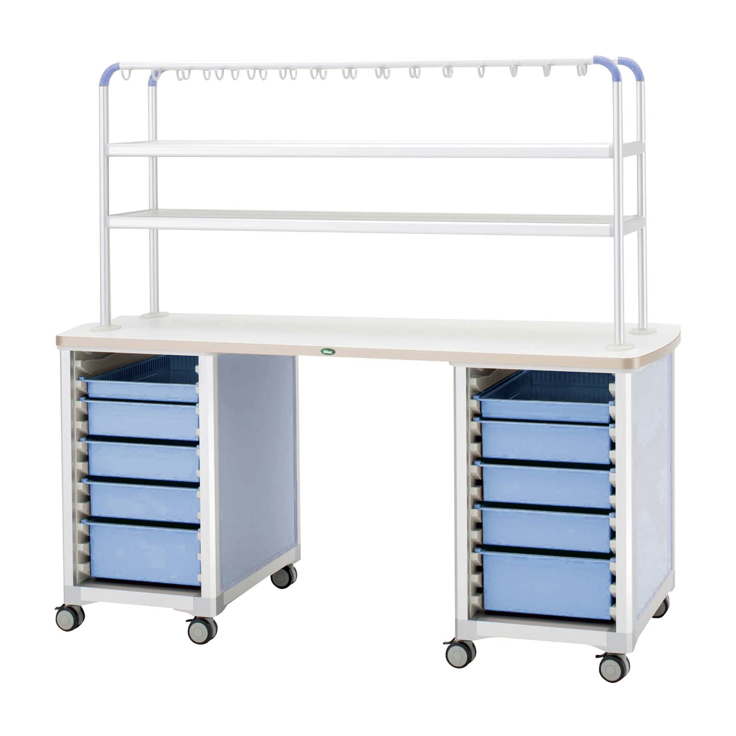 作業台(ハンガーシェルフ2段) 24-8016-0102 トレー：ブルー サカセ化学工業 WT-1805B-4(ホンタイ:ブルー