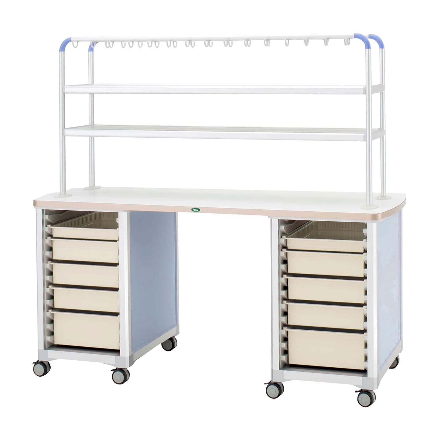 作業台(ハンガーシェルフ2段) 24-8016-0104 トレー：ニュートラル サカセ化学工業 WT-1805B-4(ホンタイ:ブルー