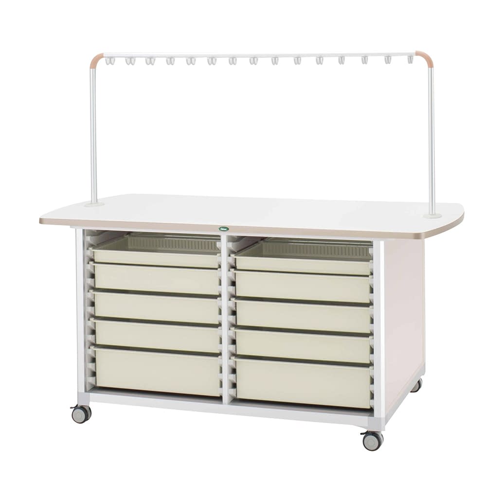 作業台(ハンガー付対面タイプ) 24-8045-0004 トレー：ニュートラル サカセ化学工業 WT-1803B-2(ホンタイ:ピーチ