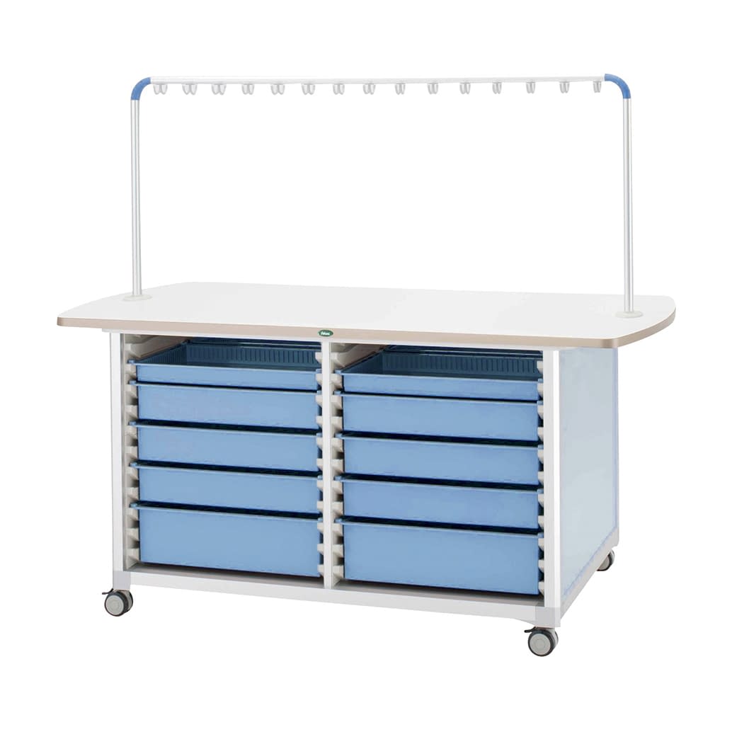 作業台(ハンガー付対面タイプ) 24-8045-0102 トレー：ブルー サカセ化学工業 WT-1803B-2(ホンタイ:ブルー