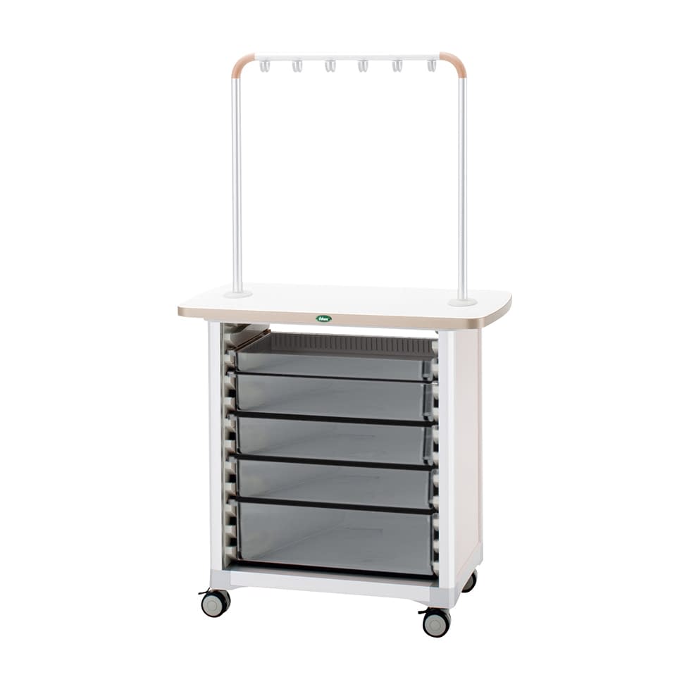 作業台(ハンガー付対面タイプ) 24-8015-0003 トレー：透明 サカセ化学工業 WT-0915B-2(ホンタイ:ピーチ