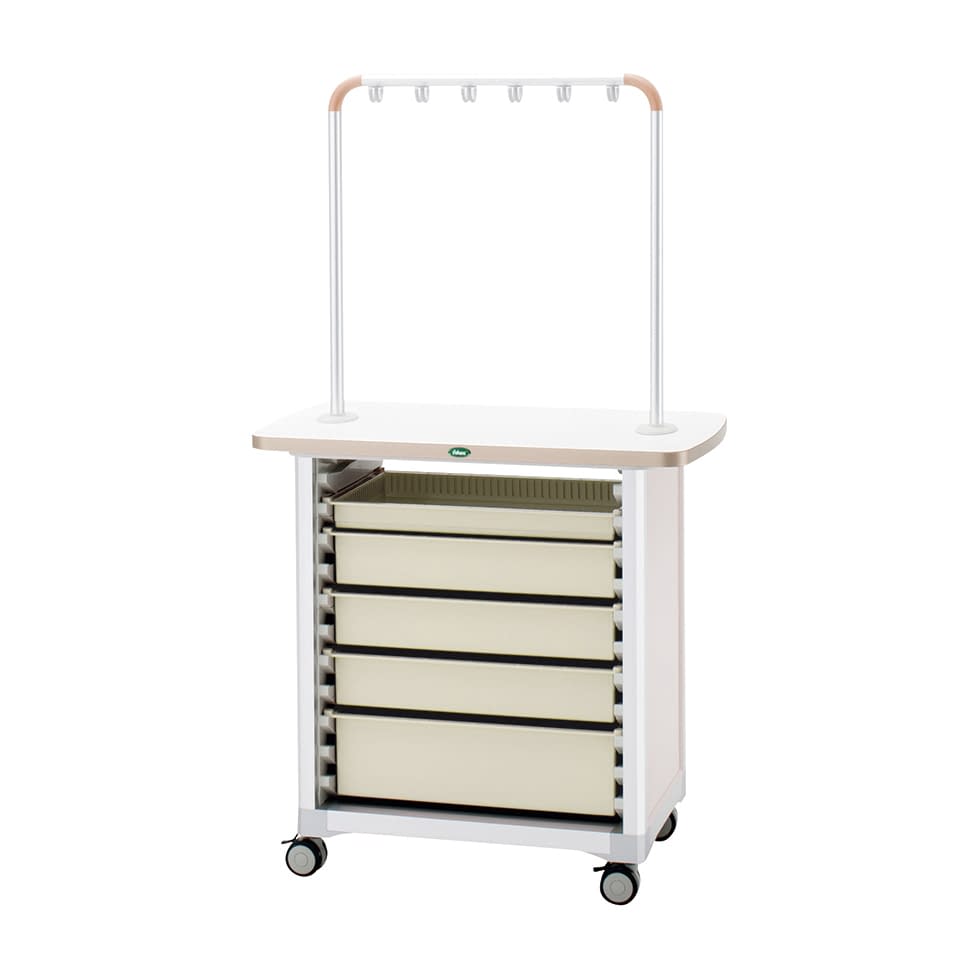 作業台(ハンガー付対面タイプ) 24-8015-0004 トレー：ニュートラル サカセ化学工業 WT-0915B-2(ホンタイ:ピーチ