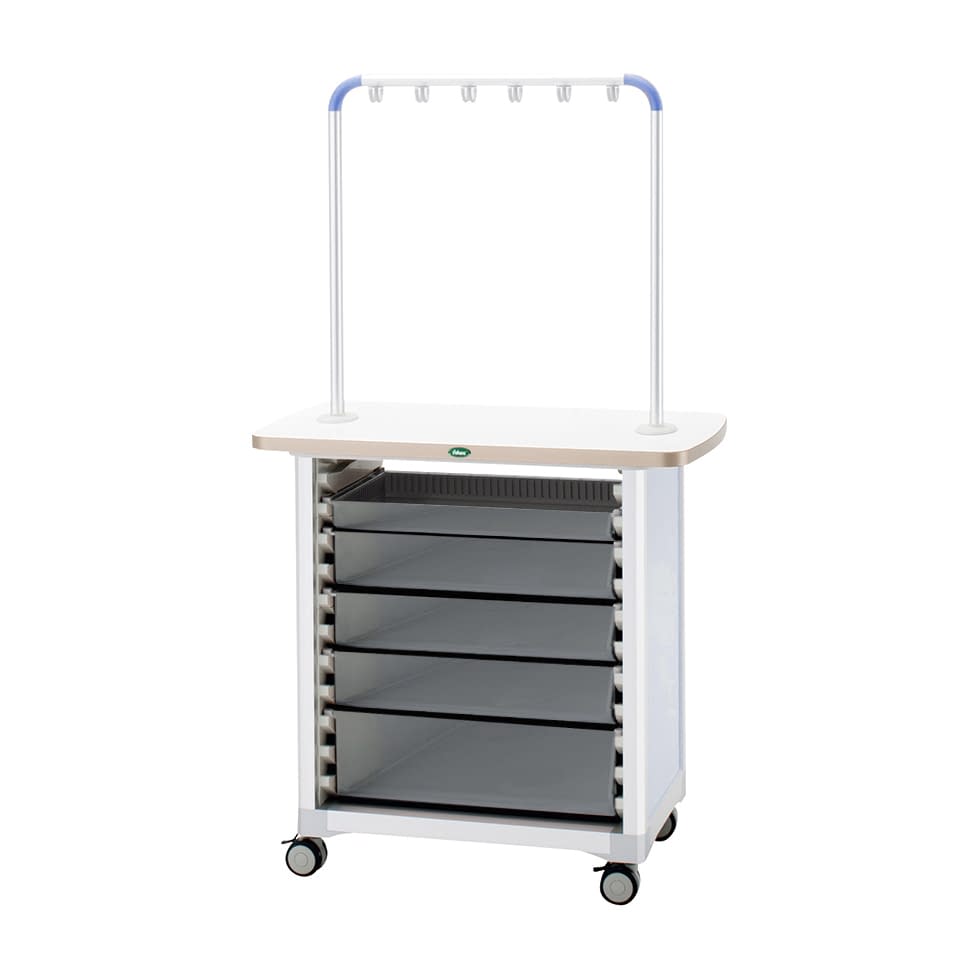 作業台(ハンガー付対面タイプ) 24-8015-0103 トレー：透明 サカセ化学工業 WT-0915B-2(ホンタイ:ブルー