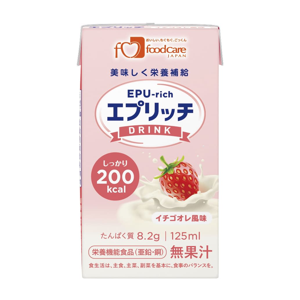 エプリッチドリンク(栄養補助飲料) イチゴオレ風味 24-7706-03 フードケア イチゴオレフウミ(125ML)24ホン