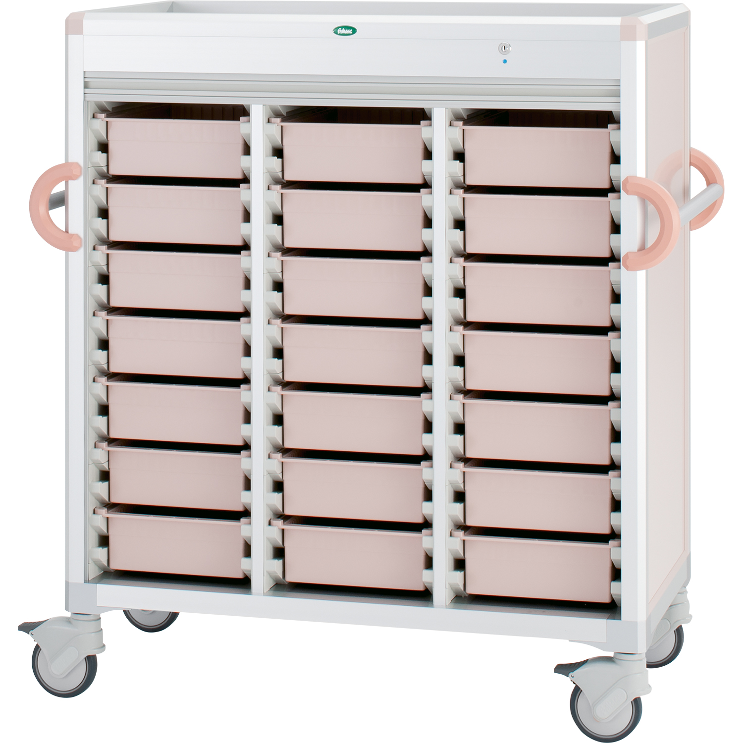 注射薬カート(21床用) PT34-10トレータイプ 24-8005-0001 トレー：ピーチ サカセ化学工業 C34-DNS314SB(ピーチ)