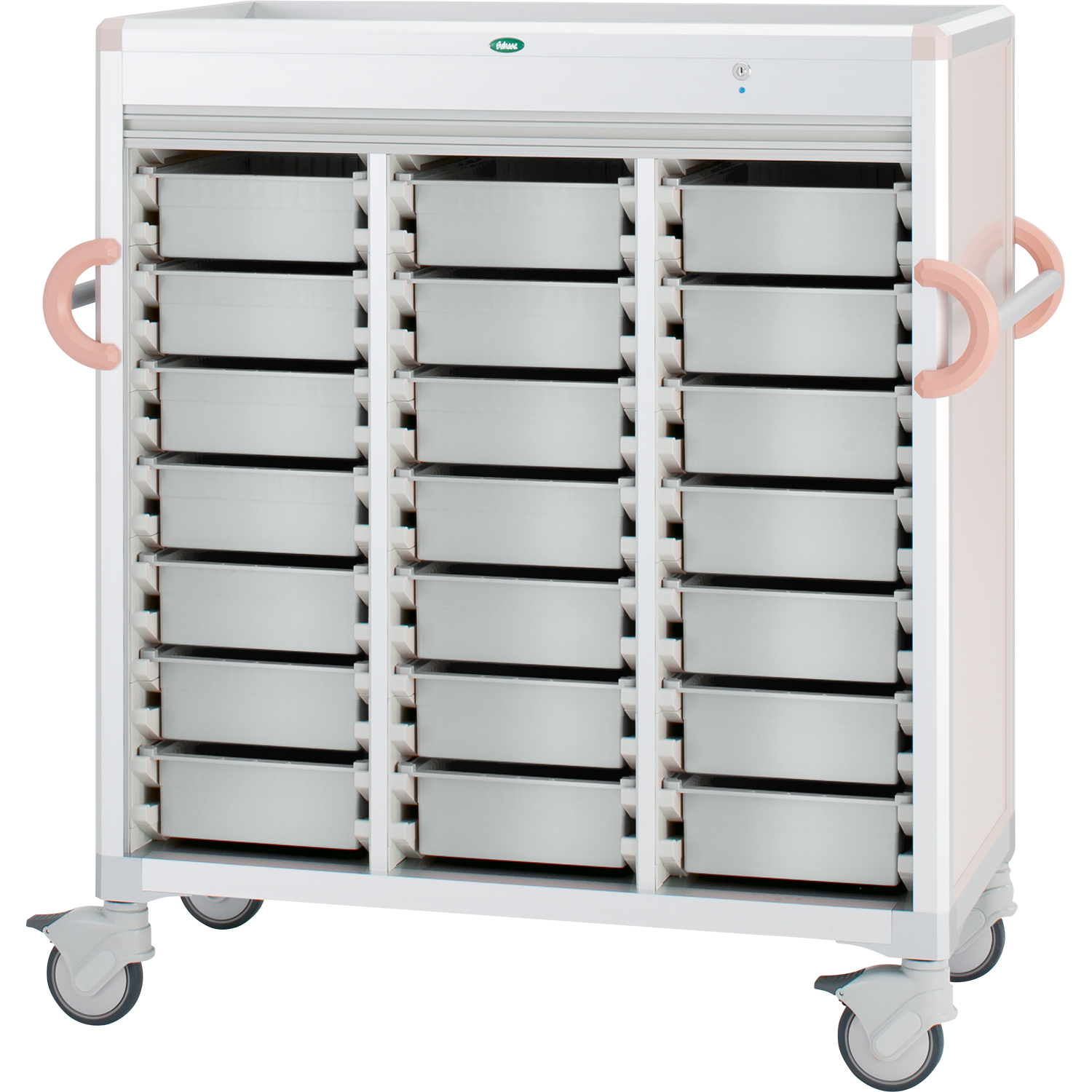 注射薬カート(21床用) PT34-10トレータイプ 24-8005-0003 トレー：透明 サカセ化学工業 C34-DNS314SB(ピーチ)