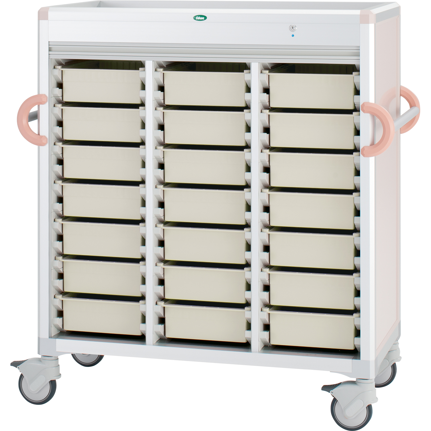 注射薬カート(21床用) PT34-10トレータイプ 24-8005-0004 トレー：ニュートラル サカセ化学工業 C34-DNS314SB(ピーチ)