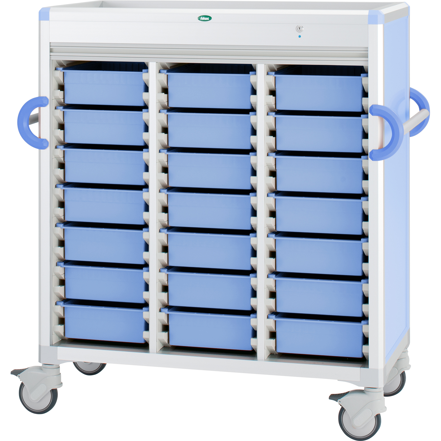 注射薬カート(21床用) PT34-10トレータイプ 24-8005-0102 トレー：ブルー サカセ化学工業 C34-DNS314SB(ブルー)