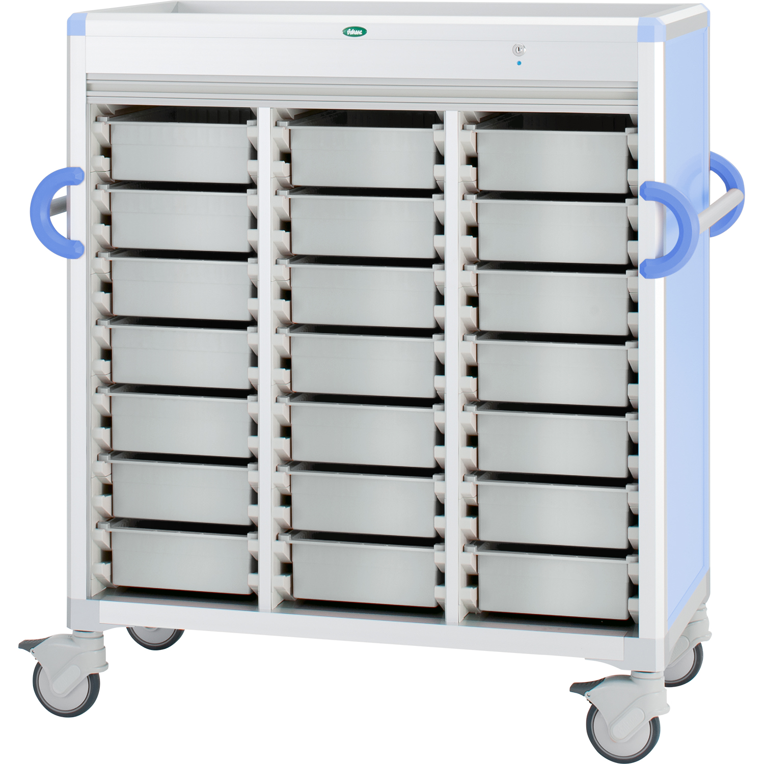 注射薬カート(21床用) PT34-10トレータイプ 24-8005-0103 トレー：透明 サカセ化学工業 C34-DNS314SB(ブルー)