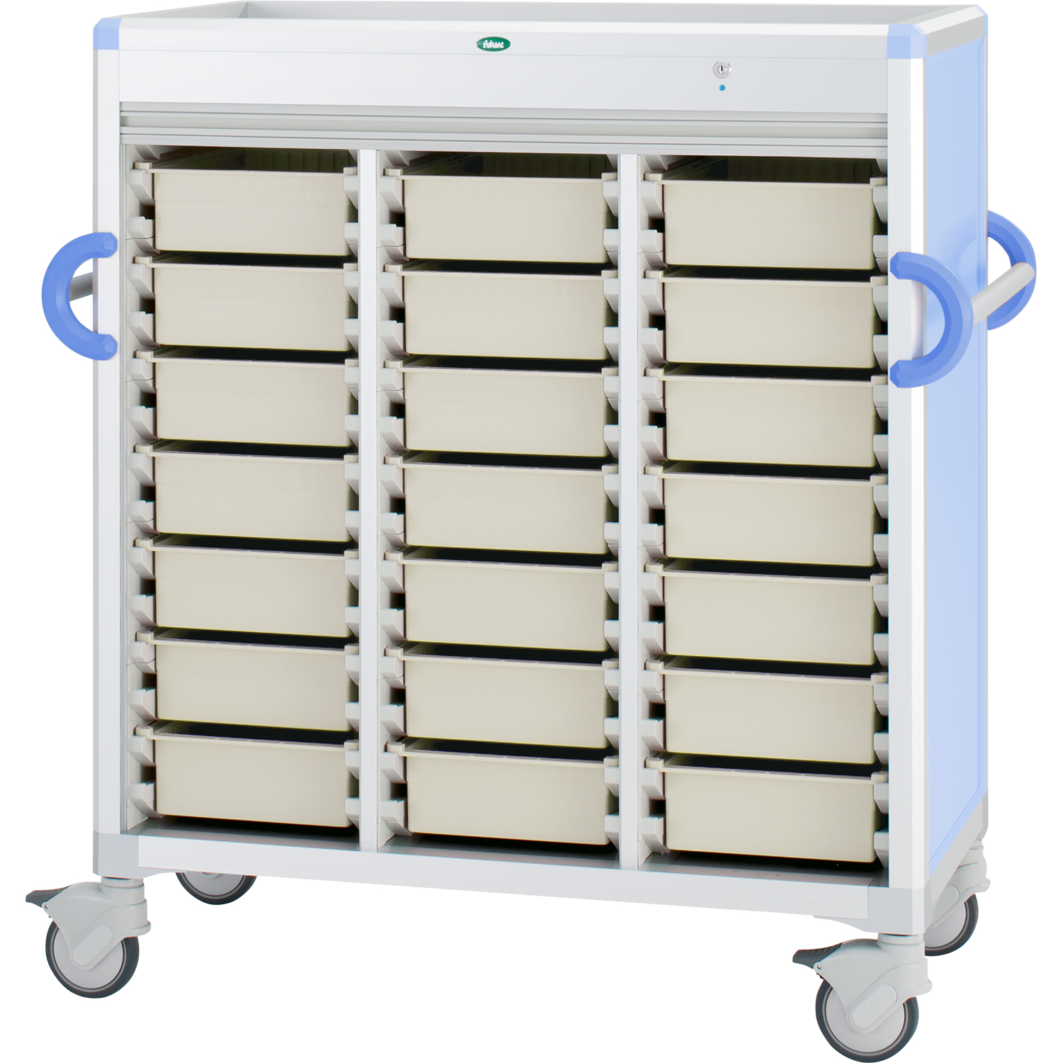 注射薬カート(21床用) PT34-10トレータイプ 24-8005-0104 トレー：ニュートラル サカセ化学工業 C34-DNS314SB(ブルー)