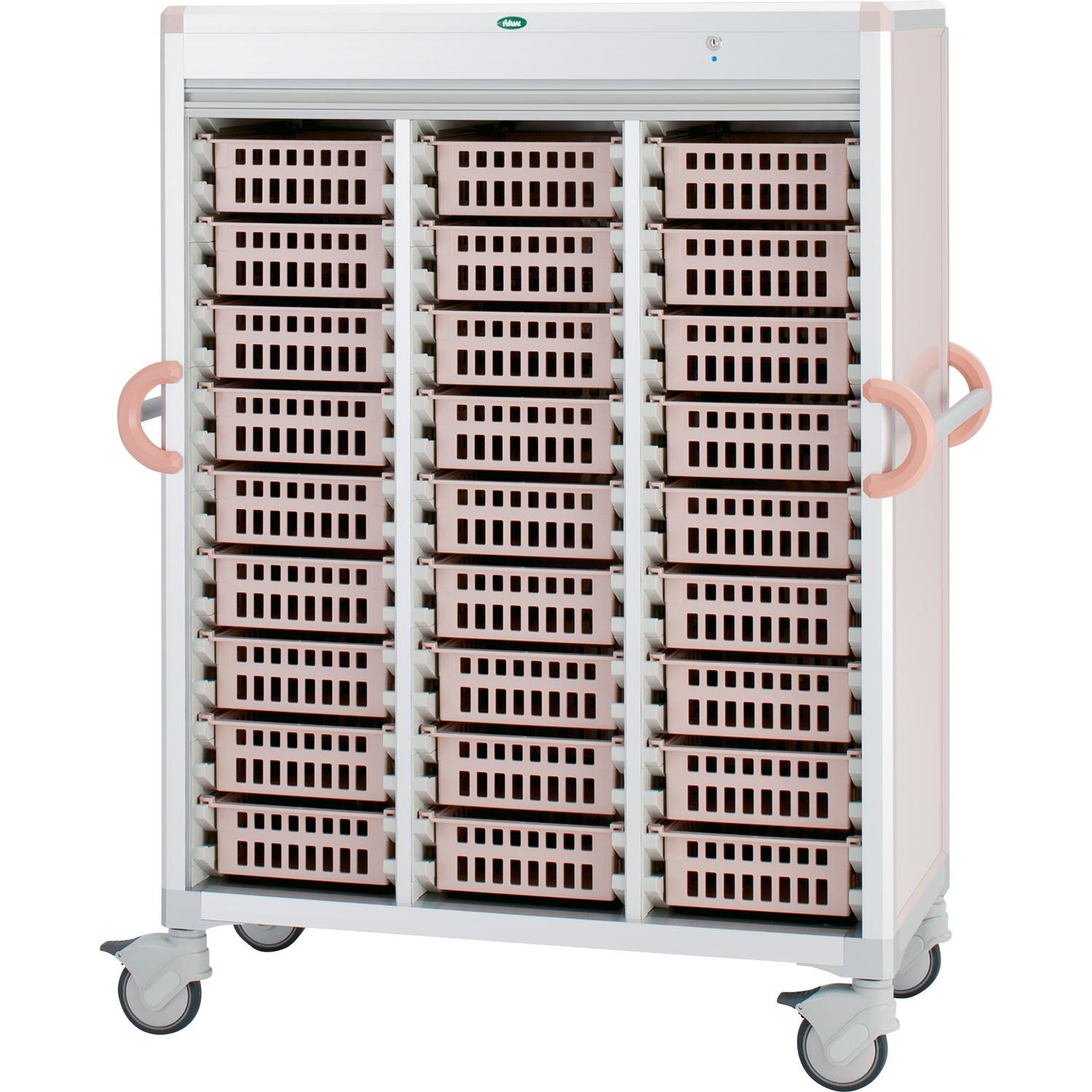 注射薬カート(27床用) PB34-10バスケットタイプ 24-8006-0001 バスケット：ピーチ サカセ化学工業 C34-TNS318SB(ピーチ)