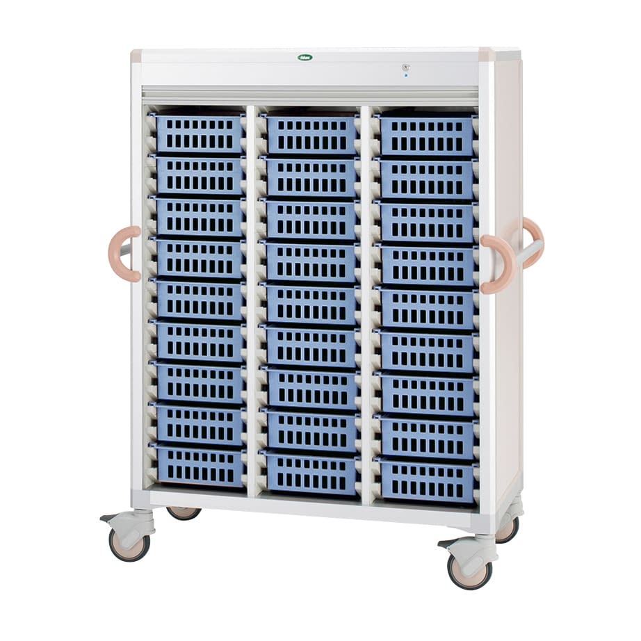 注射薬カート(27床用) PB34-10バスケットタイプ 24-8006-0002 バスケット：ブルー サカセ化学工業 C34-TNS318SB(ピーチ)