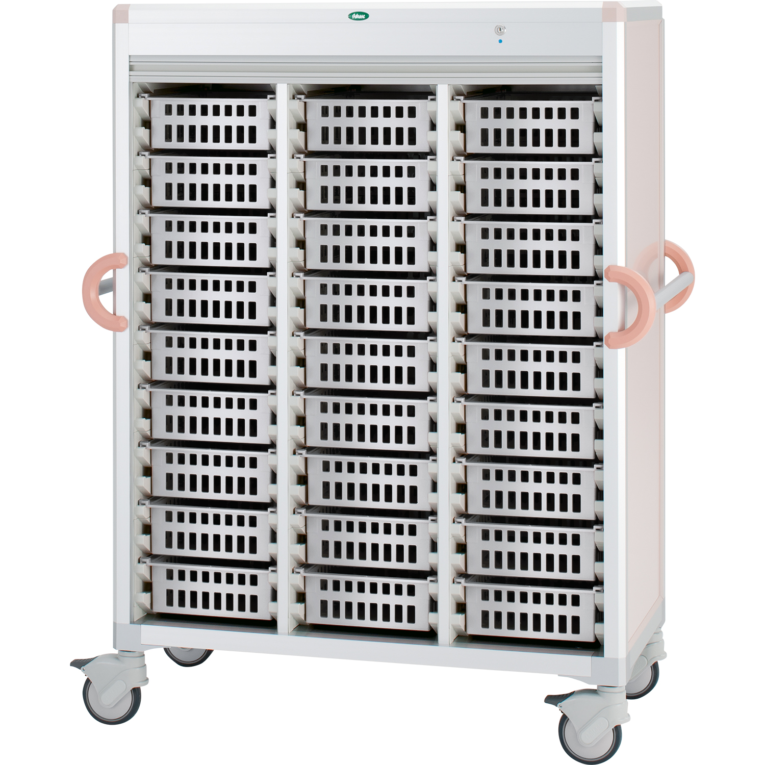 注射薬カート(27床用) PB34-10バスケットタイプ 24-8006-0003 バスケット：透明 サカセ化学工業 C34-TNS318SB(ピーチ)