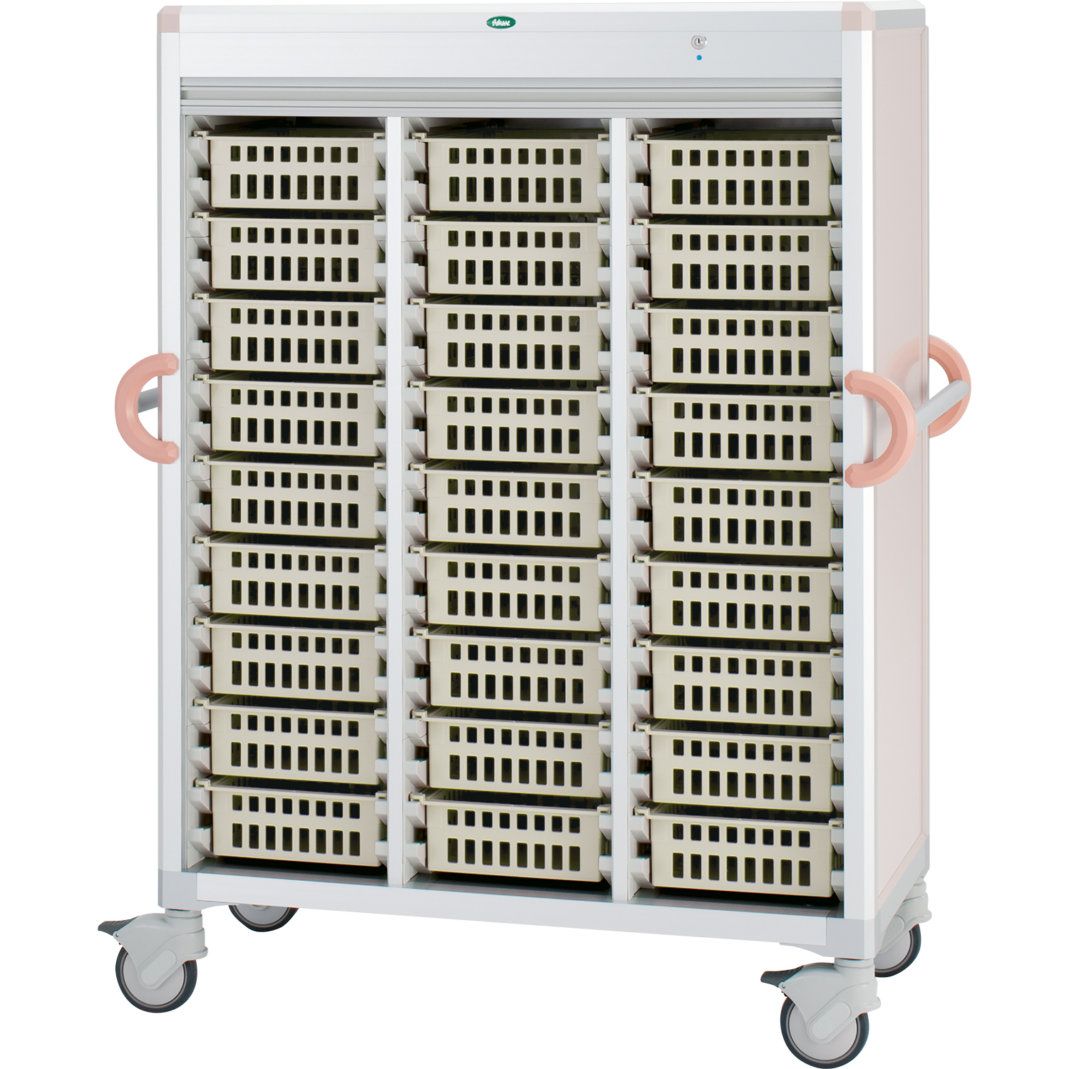 注射薬カート(27床用) PB34-10バスケットタイプ 24-8006-0004 バスケット：ニュートラル サカセ化学工業 C34-TNS318SB(ピーチ)