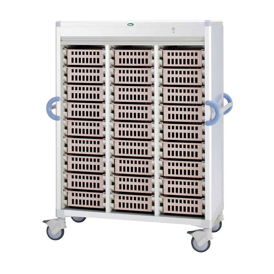 注射薬カート(27床用) PB34-10バスケットタイプ 24-8006-0101 バスケット：ピーチ サカセ化学工業 C34-TNS318SB(ブルー)