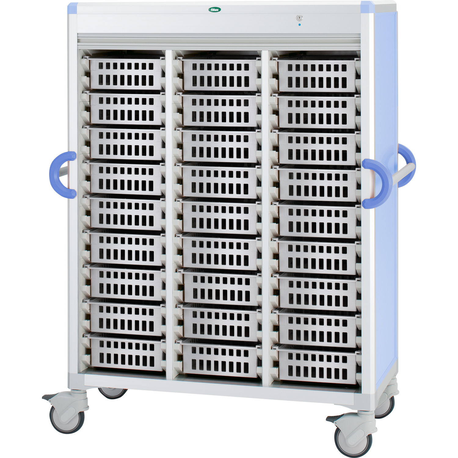 注射薬カート(27床用) PB34-10バスケットタイプ 24-8006-0103 バスケット：透明 サカセ化学工業 C34-TNS318SB(ブルー)