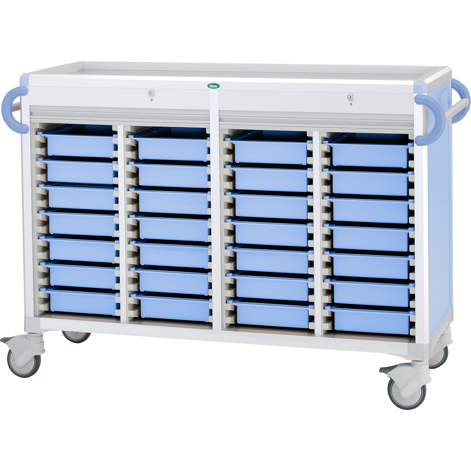 与薬カート(朝昼夕寝る前)YT－8 YT-8セット 24-8007-0102 トレー：ブルー サカセ化学工業 C3407Y-NS414SB(ブルー)