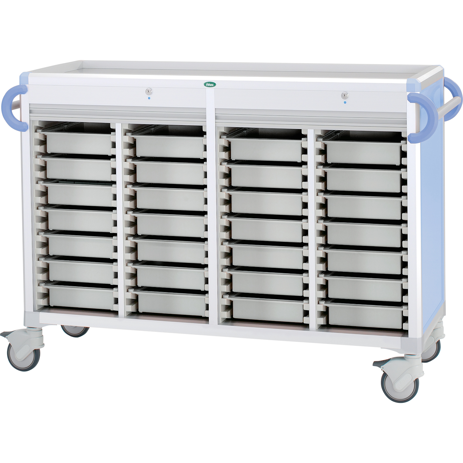 与薬カート(朝昼夕寝る前)YT－8 YT-8セット 24-8007-0103 トレー：透明 サカセ化学工業 C3407Y-NS414SB(ブルー)