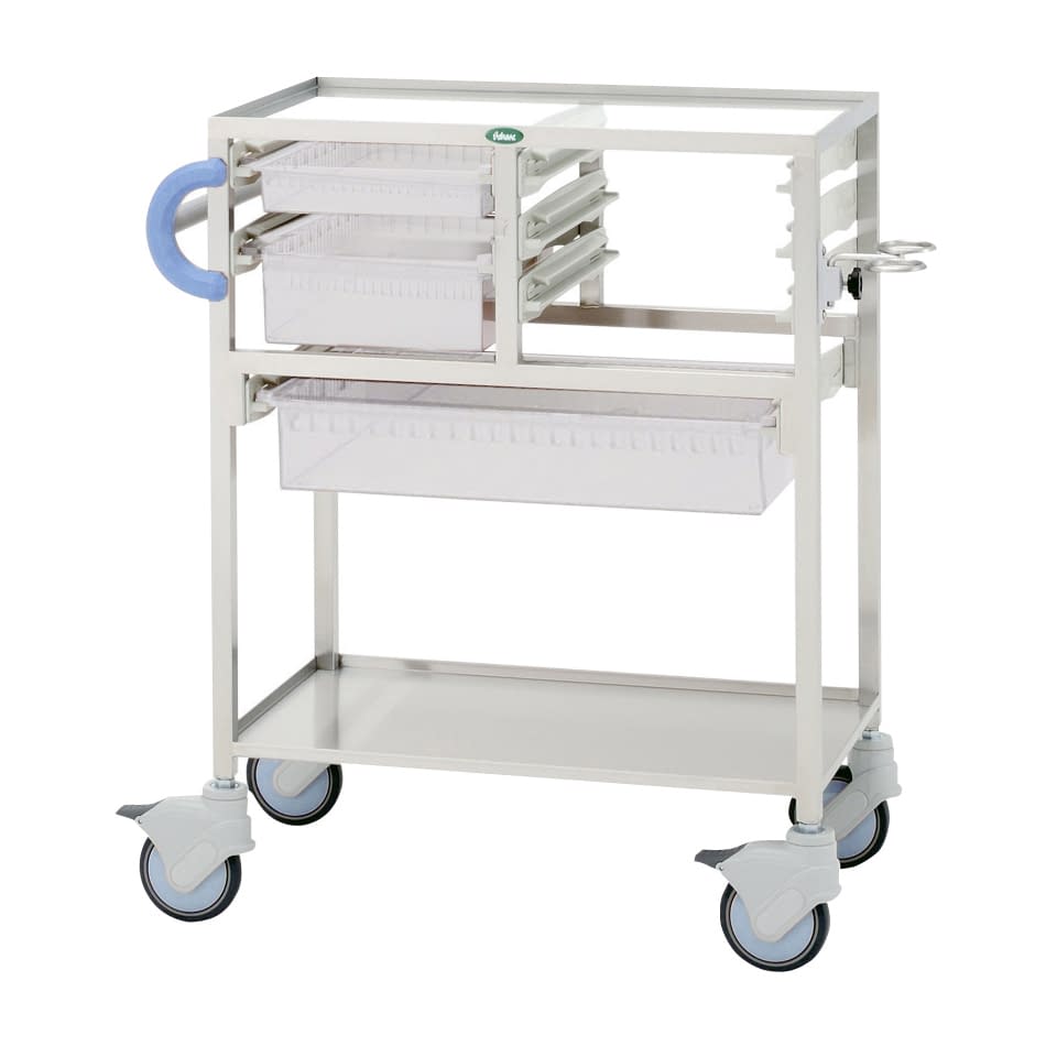 麻酔カート 24-8014-0103 トレー：透明 サカセ化学工業 C34-T2010M01B(ブルー)