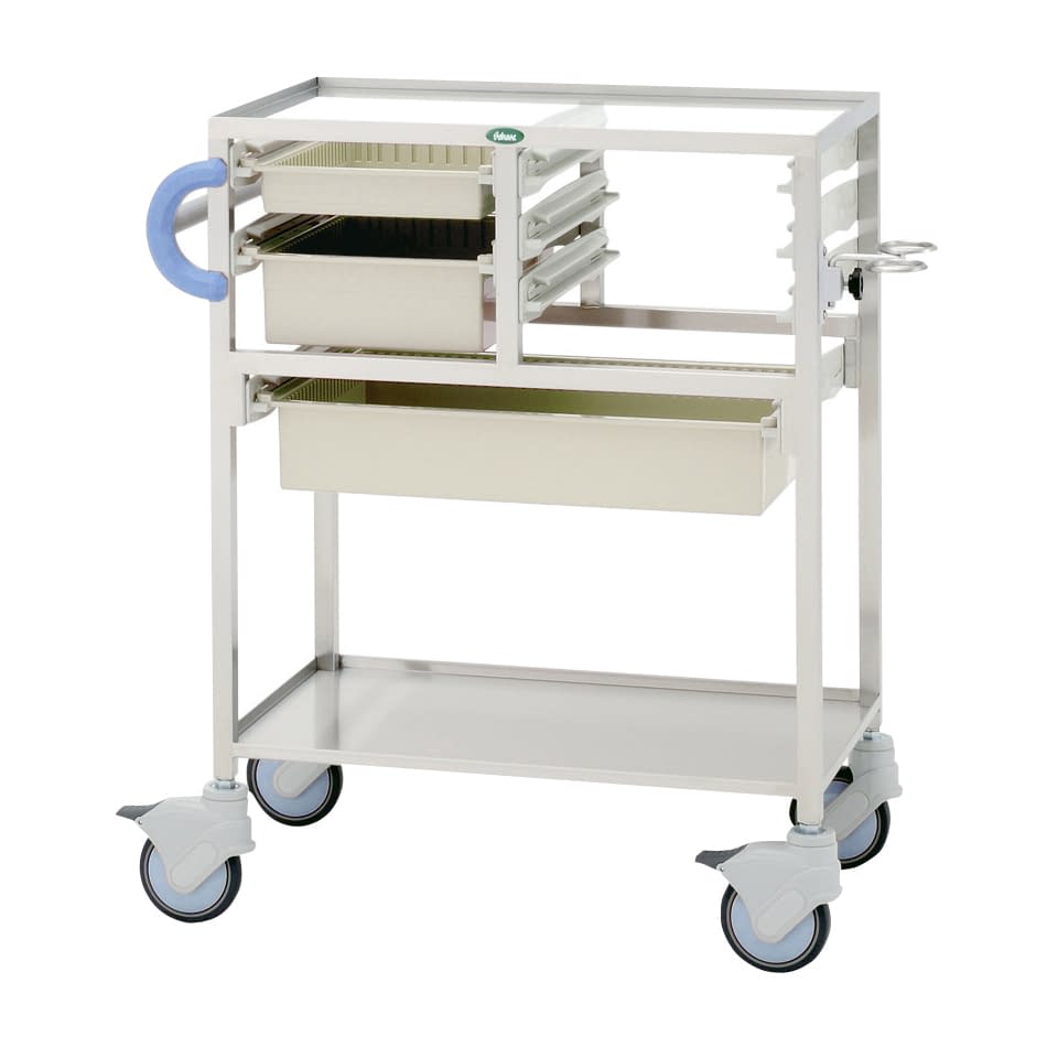 麻酔カート 24-8014-0104 トレー：ニュートラル サカセ化学工業 C34-T2010M01B(ブルー)