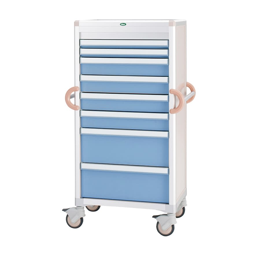 材料搬送カート 24-8017-0002 トレー：ブルー サカセ化学工業 C60-A10181B(ピーチ)