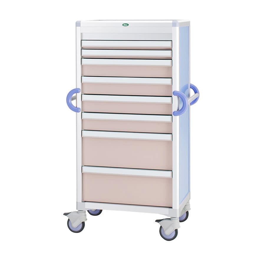 材料搬送カート 24-8017-0101 トレー：ピーチ サカセ化学工業 C60-A10181B(ブルー)