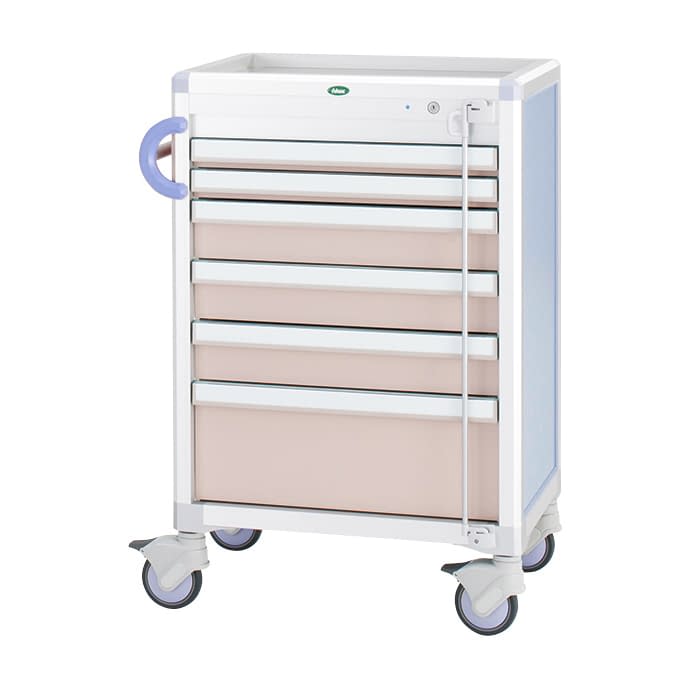 麻酔カート 24-8018-0101 トレー：ピーチ サカセ化学工業 C60-A01B(ホンタイ:ブルー)