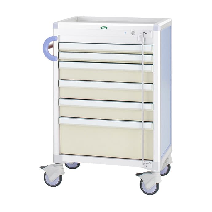 麻酔カート 24-8018-0104 トレー：ニュートラル サカセ化学工業 C60-A01B(ホンタイ:ブルー)