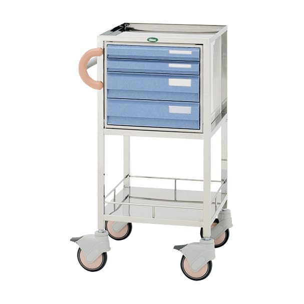 処置・包交カート 24-8019-0002 引出：ブルー サカセ化学工業 CUA3-1219B(ホンタイ:ピーチ