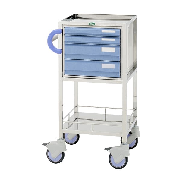 処置・包交カート 24-8019-0102 引出：ブルー サカセ化学工業 CUA3-1219B(ホンタイ:ブルー