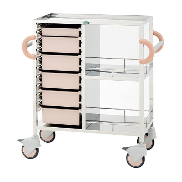 処置・包交カート 24-8020-0001 トレー：ピーチ サカセ化学工業 C34-1162B(ホンタイ:ピーチ)