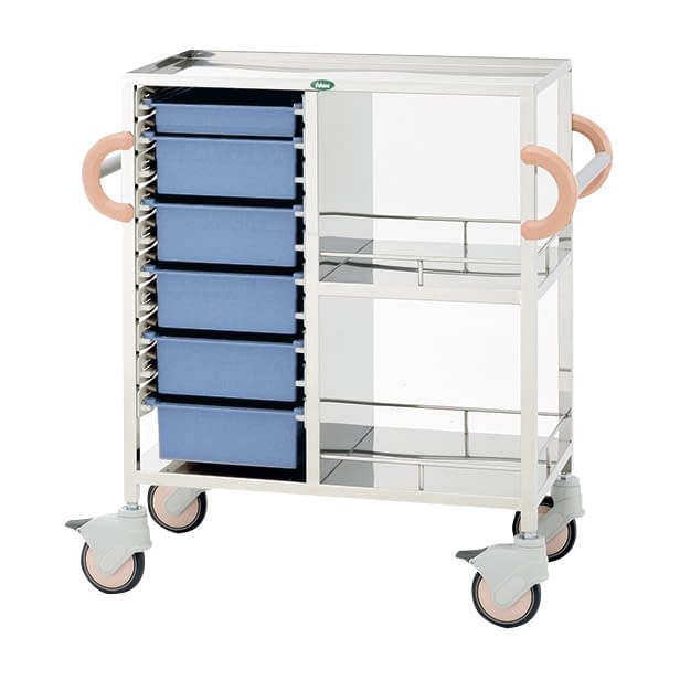 処置・包交カート 24-8020-0002 トレー：ブルー サカセ化学工業 C34-1162B(ホンタイ:ピーチ)