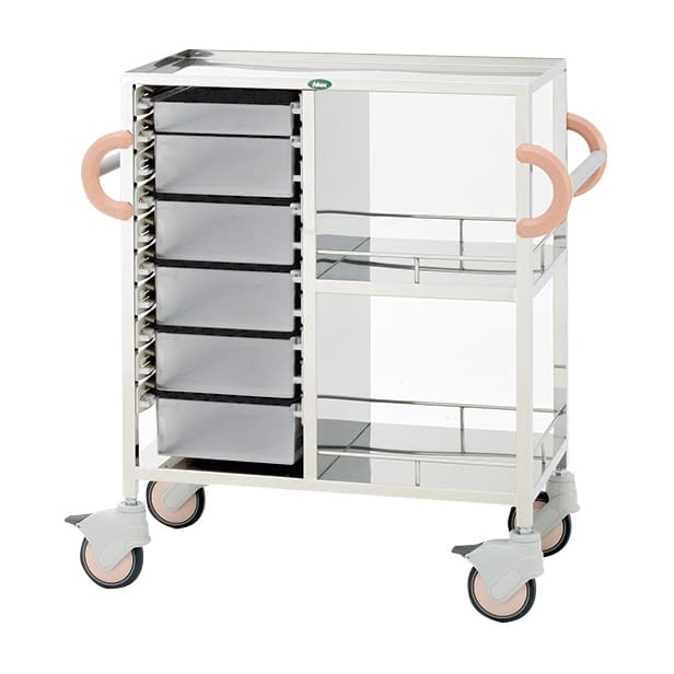 処置・包交カート 24-8020-0003 トレー：透明 サカセ化学工業 C34-1162B(ホンタイ:ピーチ)