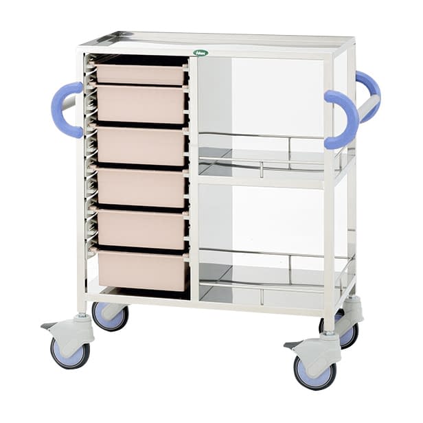 処置・包交カート 24-8020-0101 トレー：ピーチ サカセ化学工業 C34-1162B(ホンタイ:ブルー)