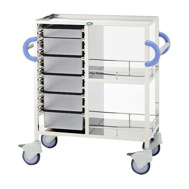 処置・包交カート 24-8020-0103 トレー：透明 サカセ化学工業 C34-1162B(ホンタイ:ブルー)