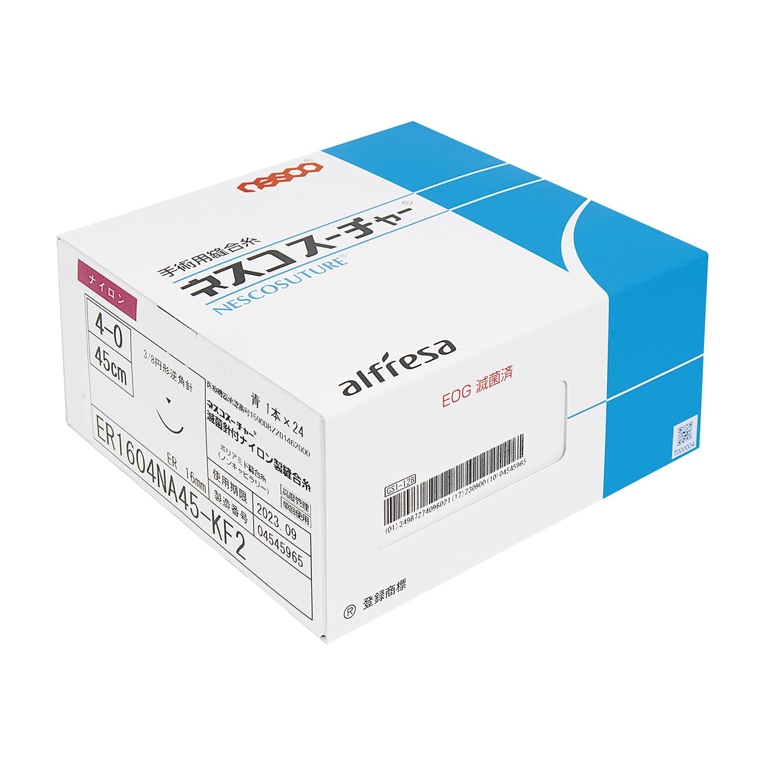 ネスコ滅菌逆角針付ナイロン糸青4－0 24-7934-06 アルフレッサファーマ ER1604NA45-KF2(24マイ)