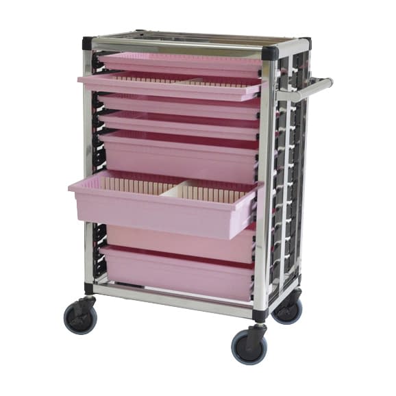 キャビトレーワゴン(オープンタイプ) 材料搬送カート 24-8291-00 トクヤマ TKC-A5TR-HN(ピンク)