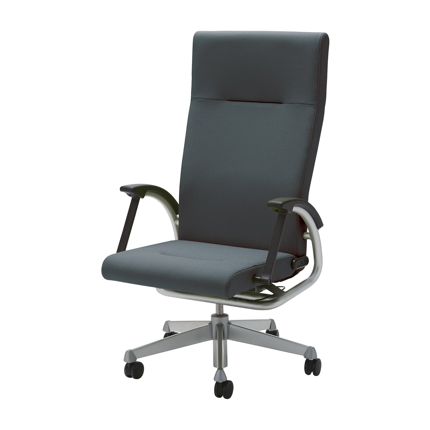 ドクターチェア(フルフラットタイプ) 診察椅子 24-8966-0001 ダークグレー(布) MATSUYOSHI MY-N1210AL(フットレストツキ)