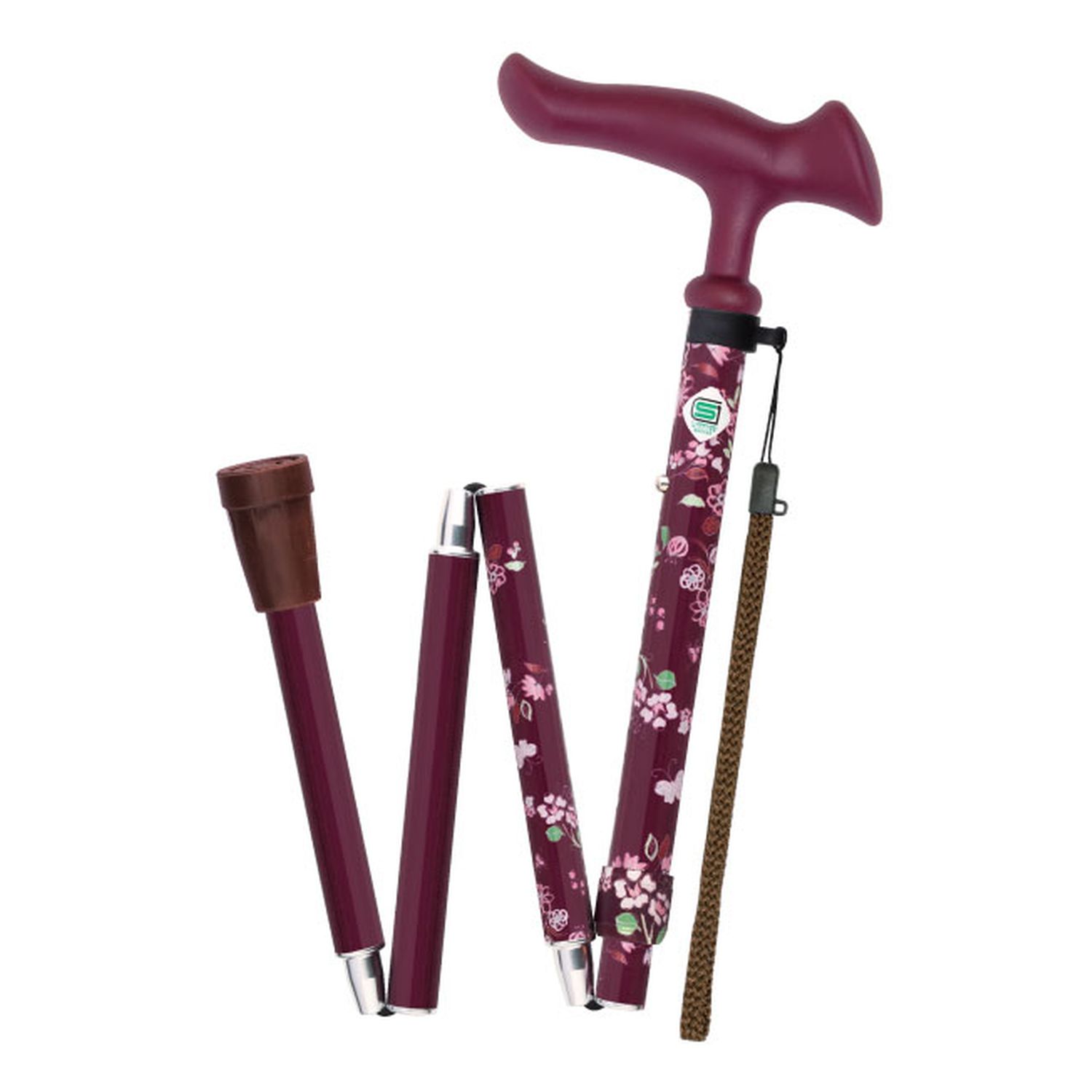 ステッキ かるがもファムII(折畳) 24-8206-02 フジホーム WB5132(コバナワイン)