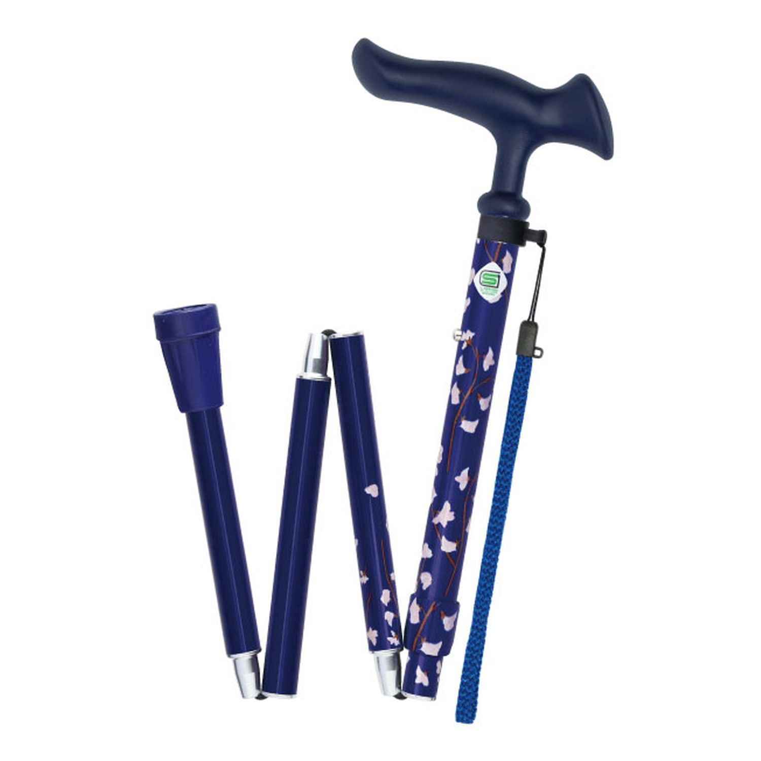 ステッキ かるがもファムII(折畳) 24-8206-03 フジホーム WB5133(コバナネイビー)