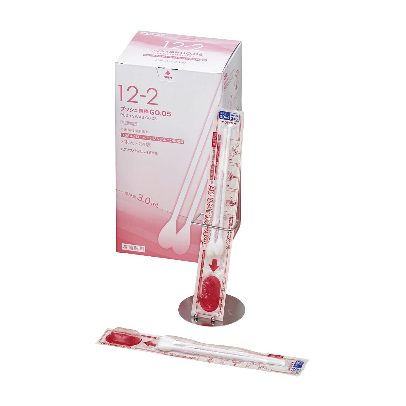 ハクゾウ プッシュ綿棒G0．05 NO12-2 24-8623-04 ハクゾウメディカル NO.12(2ホンX24フクロ)