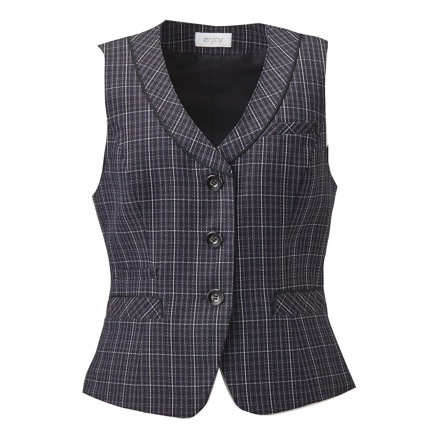 ベスト 事務服 24-8163-0002 7号 ENJOY EAV483(ネイビーチェック)