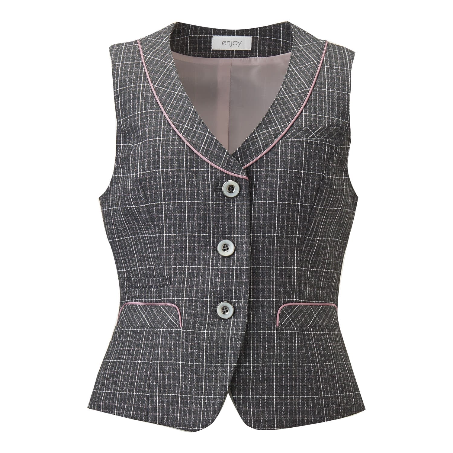 ベスト 事務服 24-8163-0106 15号 ENJOY EAV483(グレーチェック)